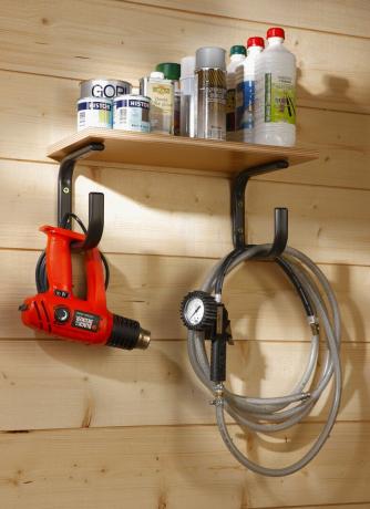 Garagen-Organizer: Regalträger mit Werkzeughaken