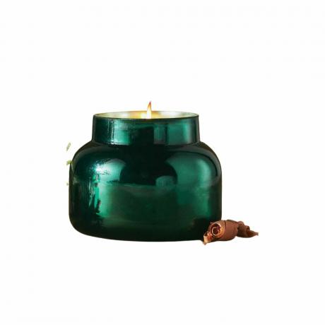 Capri blågran & brændeglaskrukke Lys i grøn krukke
