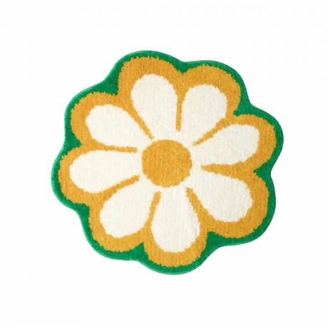 Gėlėtas apskritas KÄRRKNIPPROT vonios kilimėlis geltonos ir žalios spalvos