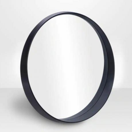 Okrúhle čierne zrkadlo s háčikmi s hlbokým rámom 