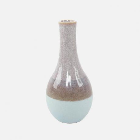 керамична двуцветна сива и синя мини ваза