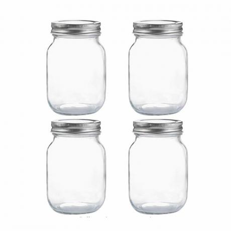Fire små opbevaringsglas i glas