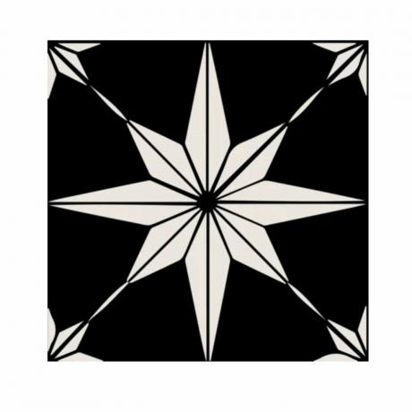 Piastrella a mosaico in vinile staccabile e incollabile con stella in bianco e nero