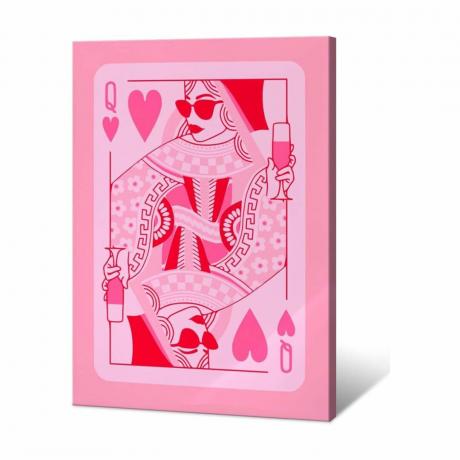 Pink spillekort væg kunst lærred