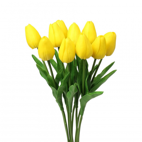 黄色の造花チューリップの花束