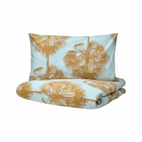 Roupa de cama com design de palmeira em bluemustard