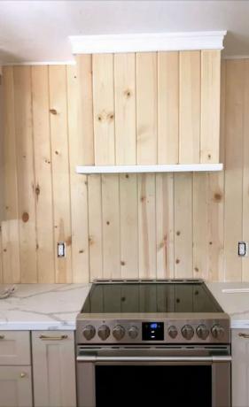 Kuhinjska napa za seosku kuhinju s drvenim pločama, DIY