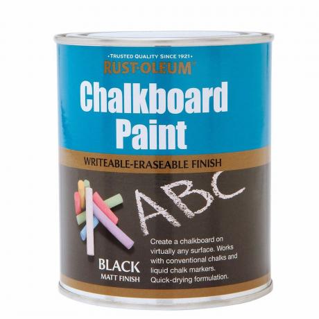 Melhor pintura de cozinha para uma parede de quadro-negro: Rust-Oleum Black Matt Chalkboard paint