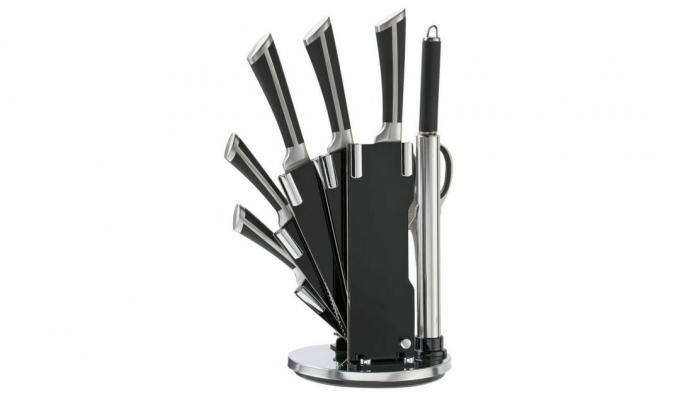 Argos Home Komplet blokova noževa sa šupljom ručkom za 8 komada - crni