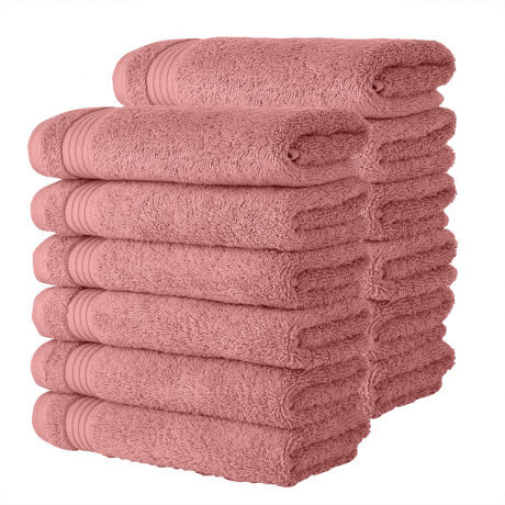 12 molinių rožinės spalvos sulankstytų skalbinių rinkinys
