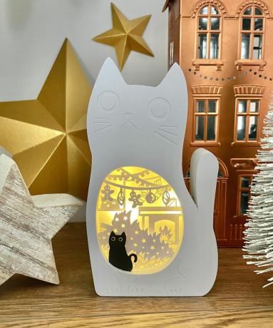 Luce notturna di carta albero di Natale gatto - Piccoli artigli