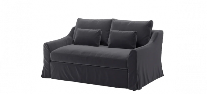 Ένας σκούρος γκρι καναπές -κρεβάτι - καναπές Ikea FÄRLÖV