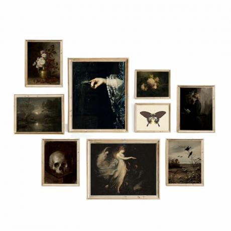 Un set di nove stampe artistiche da parete del mondo accademico oscuro