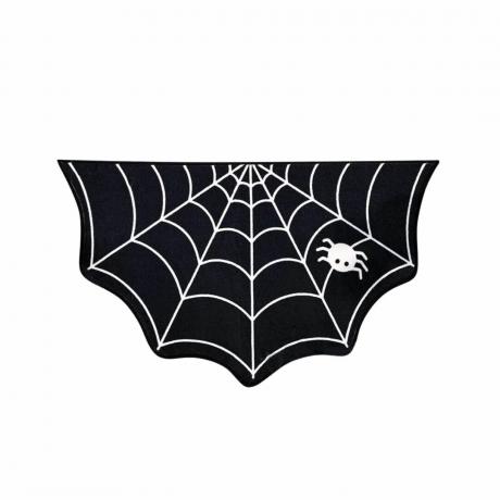Un preș negru curbat de Halloween, cu un design cu bandă