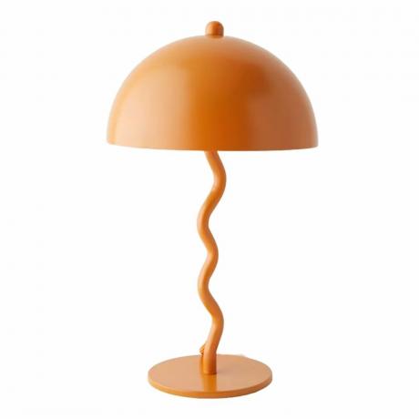Orangefarbene Tischlampe mit Wackelsockel