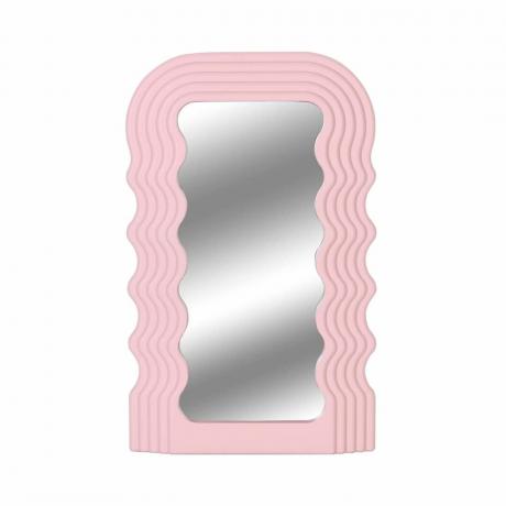 Неправилно огледало за грим с модел на къпеща каменна вълна в розово