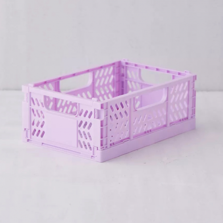 Peti penyimpanan plastik lavender yang dapat dilipat