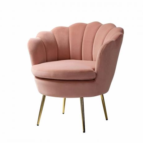 Uma cadeira rosa com detalhes recortados