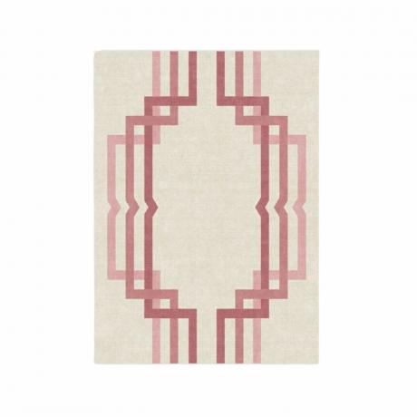 Un tappeto geometrico con motivo rosa