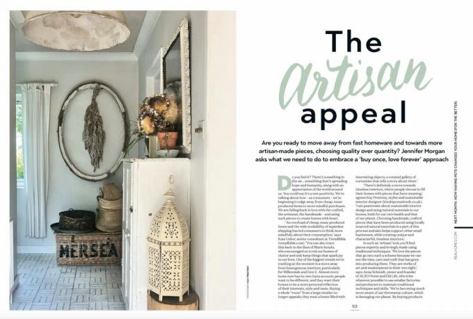 Edición de octubre de la revista Real Homes: artículo de lectura larga sobre artículos para el hogar artesanales