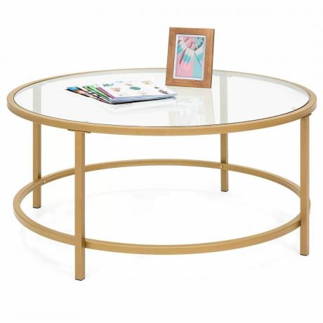 mesa de centro moderna com pés dourados