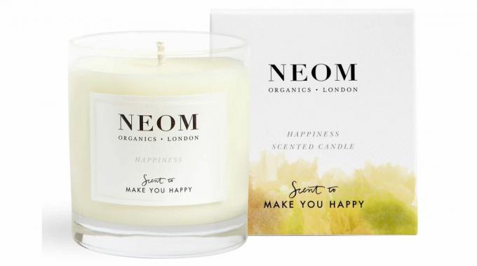 Geriausia šviežia žvakė: „Neom Organics Happiness“ žvakė