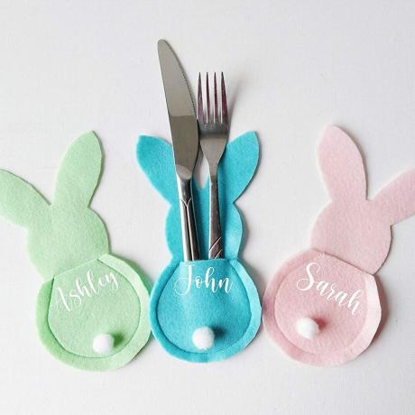 Décorations de Pâques: porte-couverts personnalisés lapin de Pâques