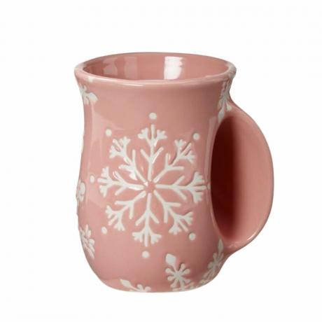 ピンクの雪の結晶のマグカップ