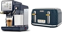3. Breville One-Touch CoffeeHouse kaffemaskin, marineblå [VCF145] med marineblå Curve 4-skive brødrister [VTT965] | Kostet £264,98