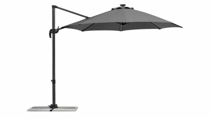 sort cantilever parasol med UV50 beskyttelse og LED lys - Rhodos 3m Cantilever Parasol with Lights