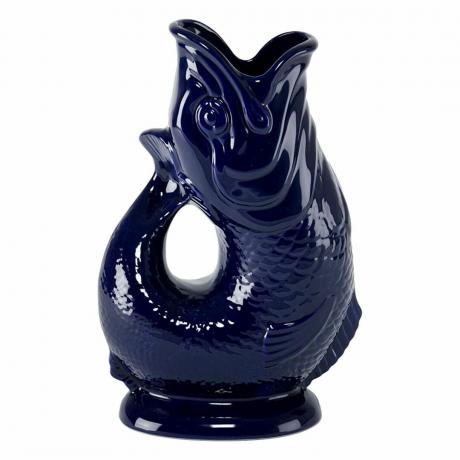 Marineblauer Fischkrug oder Vase 