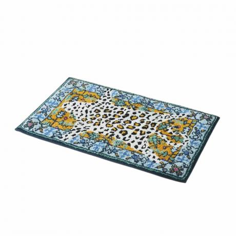 שטיח רחצה כחול בסגנון פרסי עם הדפס נמר