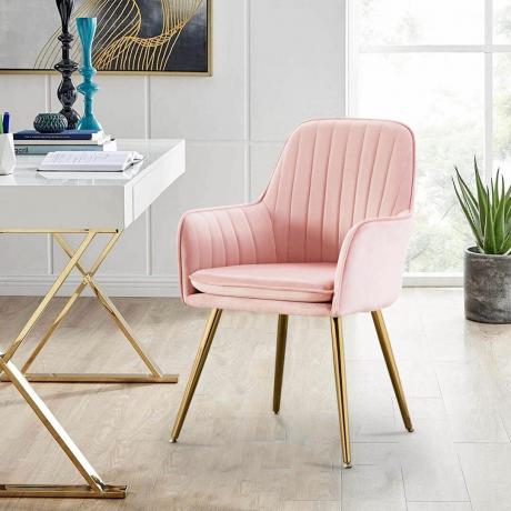 Sodoben žametni stol Altobene v roza barvi