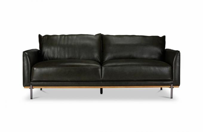 Moderni juoda odinė sofa
