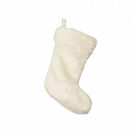 χριστουγεννιάτικη κάλτσα λευκής κρέμας από ψεύτικη γούνα