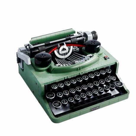 Una macchina da scrivere Lego verde