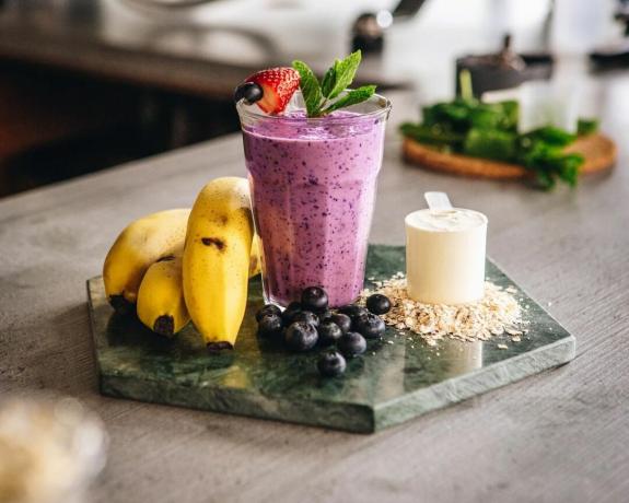 SF Nutrition blåbær og bananprotein smoothie