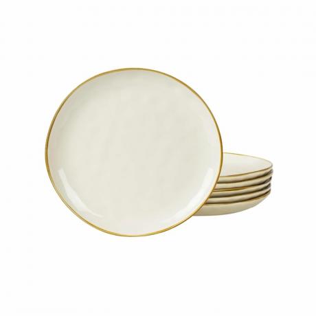 famiware Middagstallerkener runde hvide med guldkant
