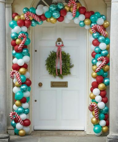 Naujovė Candy Cane Kalėdų durų balionų arkos rinkinys, Ginger Ray