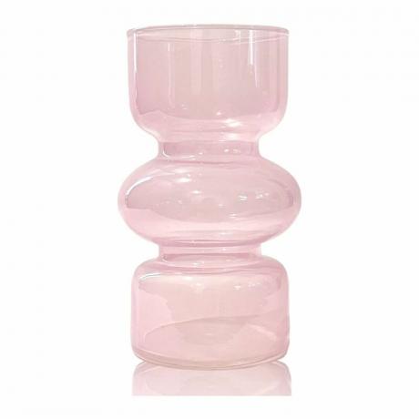 Abstrakte Vase aus rosafarbenem Glas