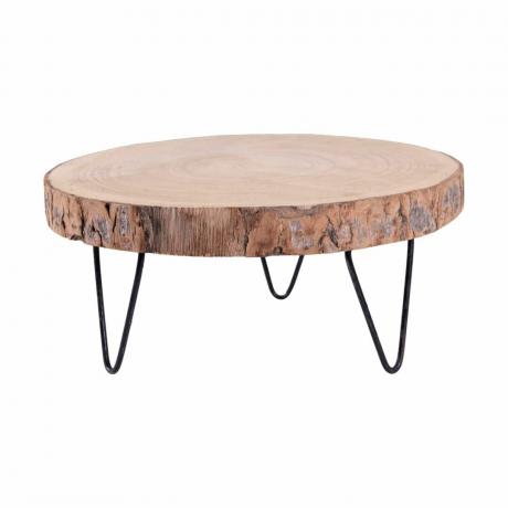 Дерев'яний круглий низький стіл у сільському стилі