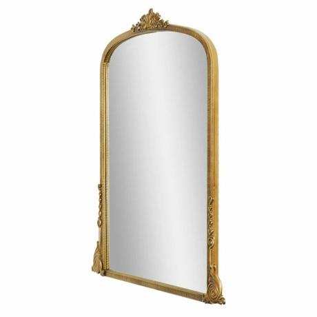 Gull utsmykket speil med metallramme