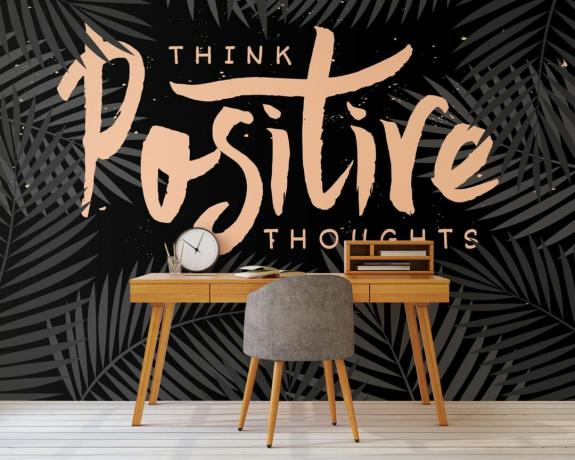 Stenska poslikava s sloganom " Think pozitivne misli" Wallsauce.com