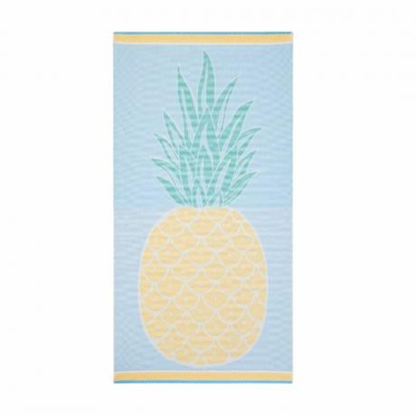 Mėlynas paplūdimio rankšluostis su ananaso raštu