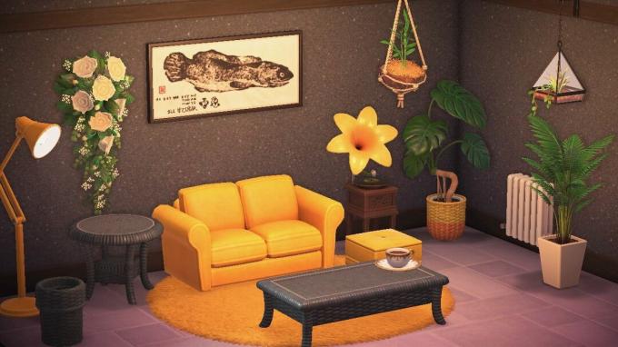 Tendência de interior de mostarda recriada em Animal Crossing