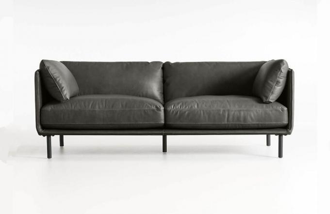 Šiuolaikinė tamsiai pilkos spalvos odinė sofa