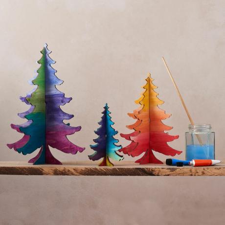 Met waterverf geschilderde DIY-kerstboom