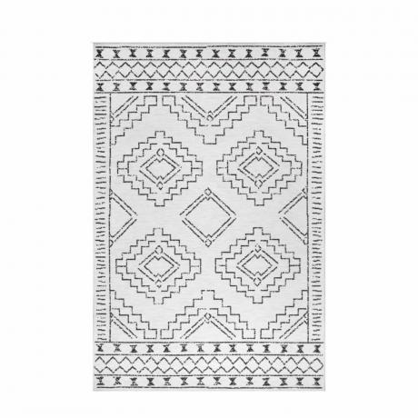 Juodai baltas marokietiško stiliaus įėjimo kilimėlis