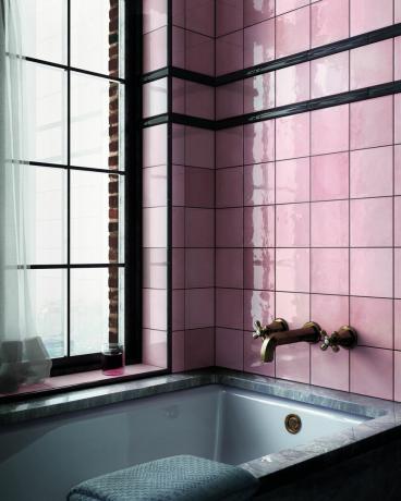 Ideas de azulejos de baño rosa