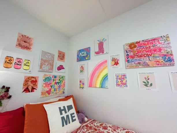 College dorm vegg med kunst